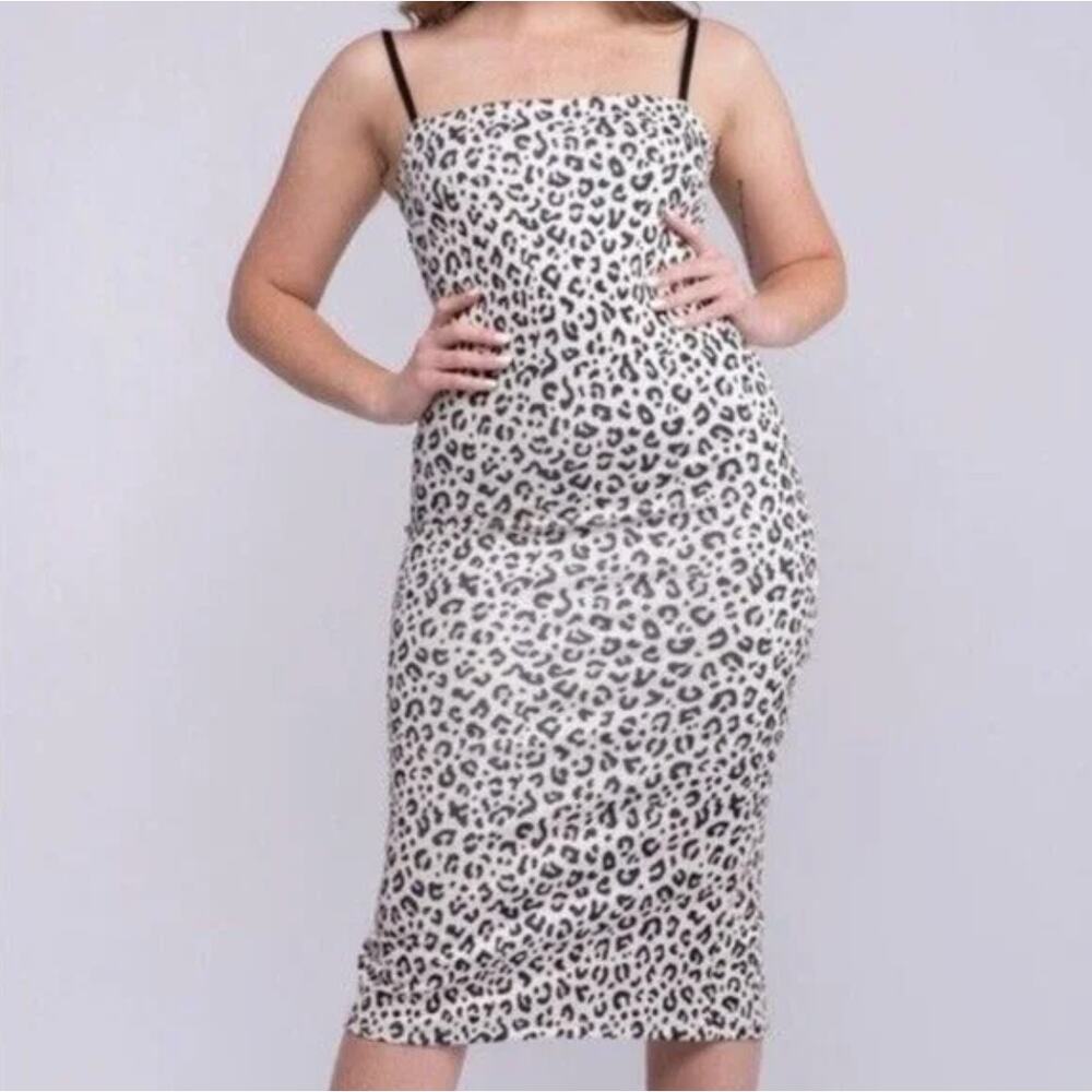 By Egreis Women's Cheetah Midi Sleeveless Dress Size Medium